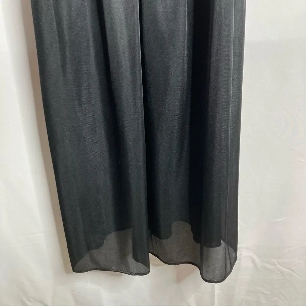 Cachet Black Vintage Lingerie Long Maxi Nightgown Large Lace Detail 80s - Picture 6 of 11